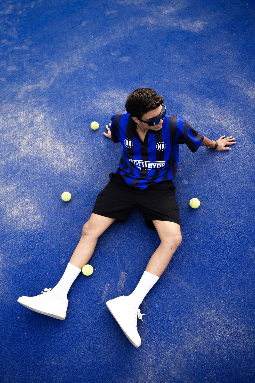 – BLUE OVERSIZED BOXY STRIPED POLO –