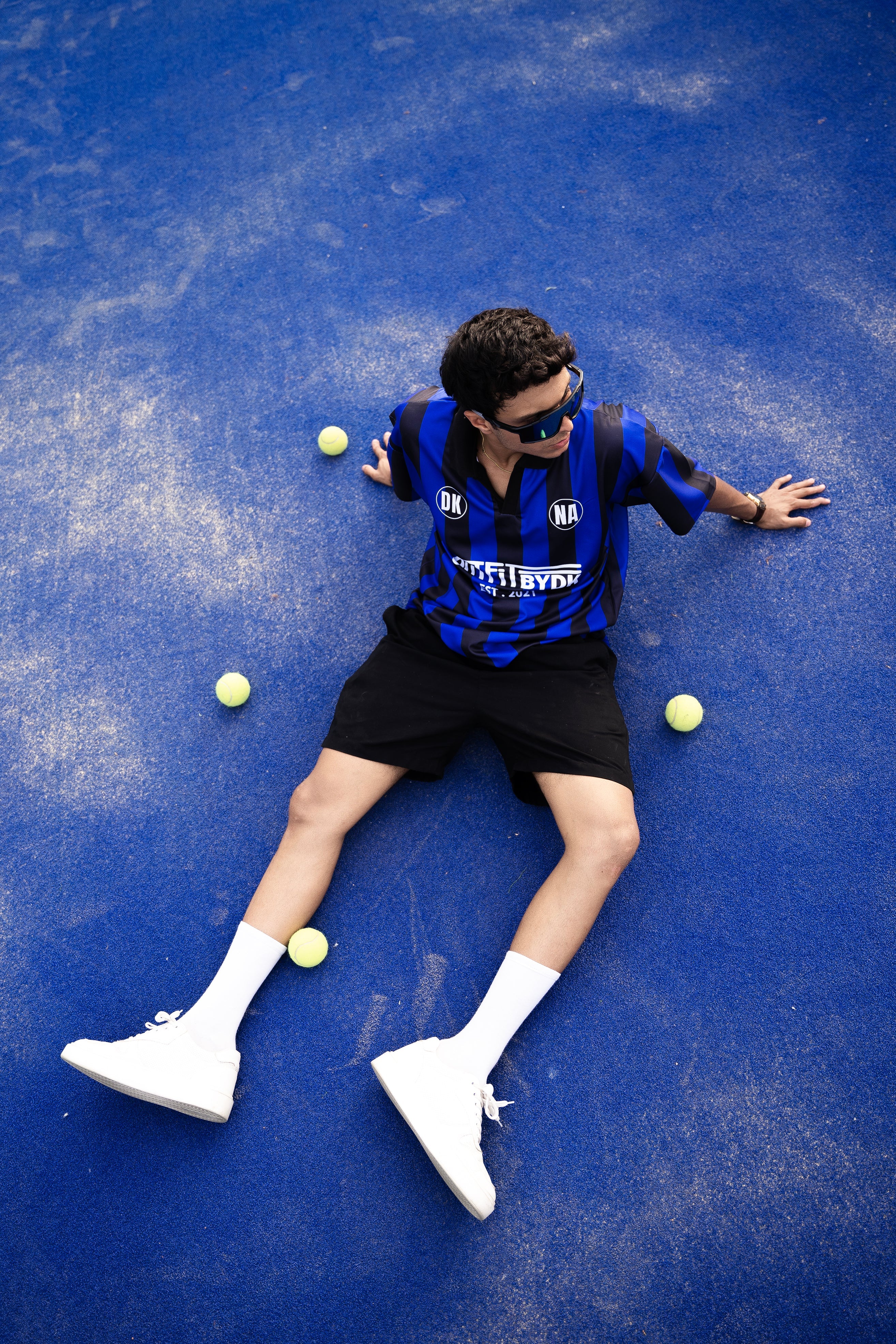 – BLUE OVERSIZED BOXY STRIPED POLO –