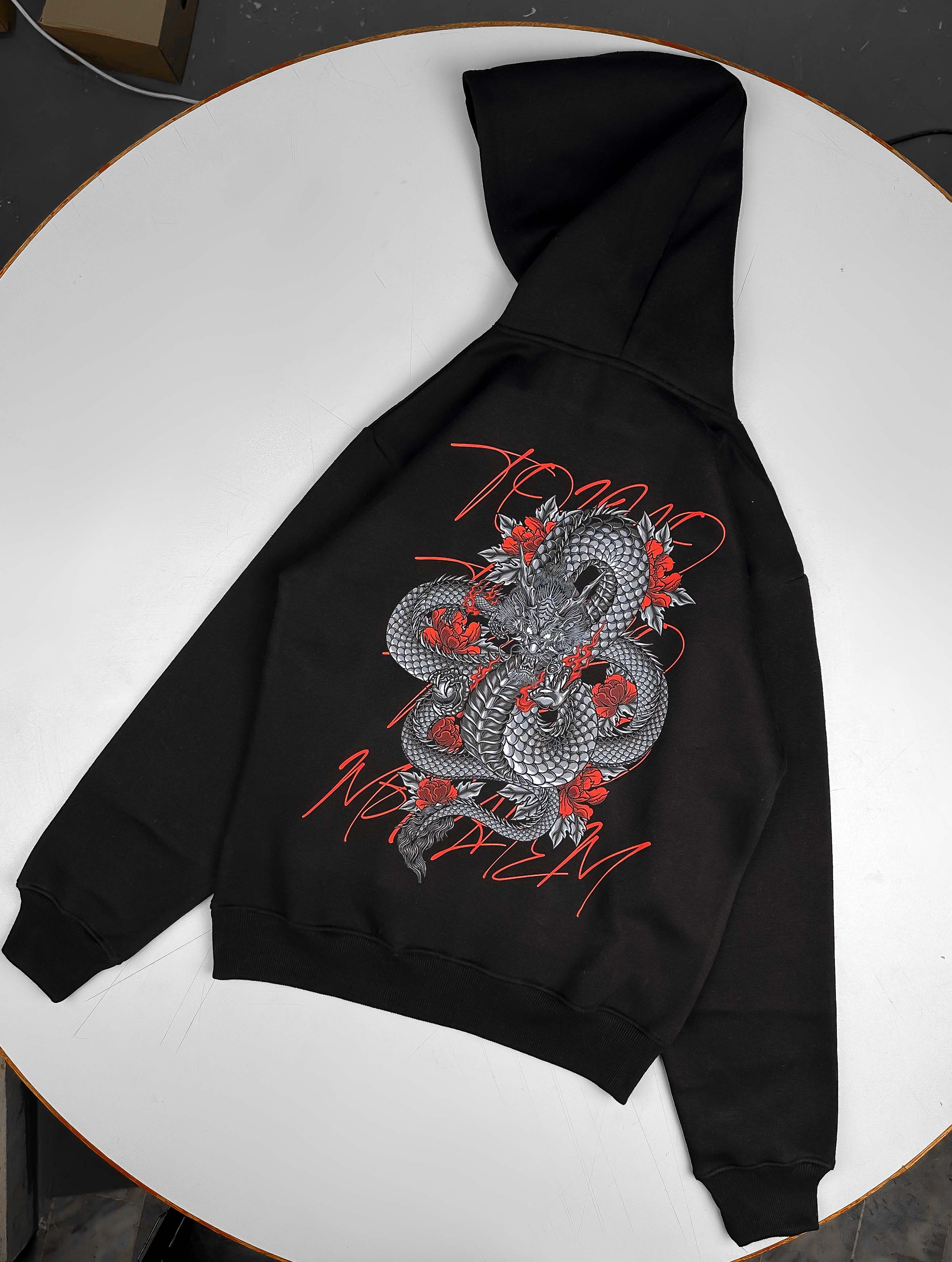 BLACK SNAKE PULLOVER HOODIE