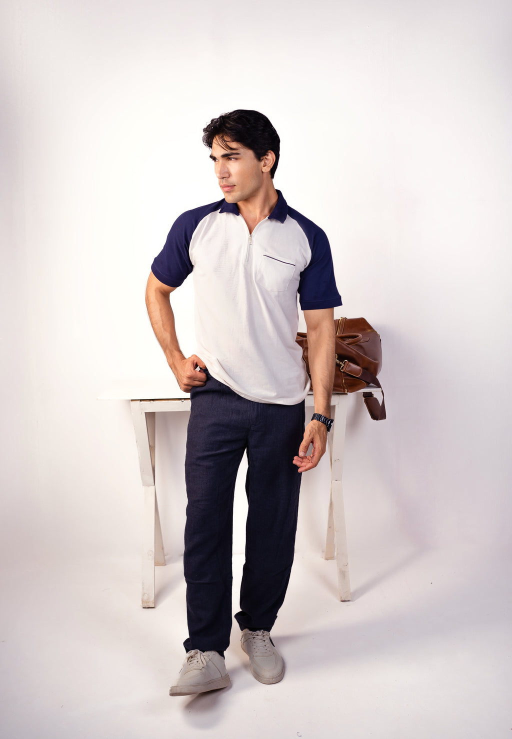 NAVY REGLAN POCKET POLO