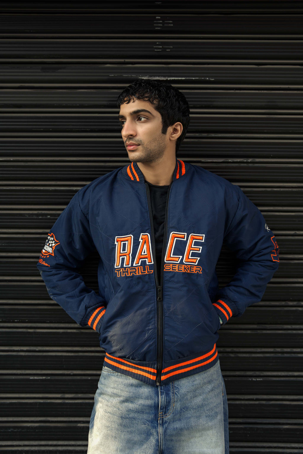 RACING NAVY-BLUE BOMBER JACKET