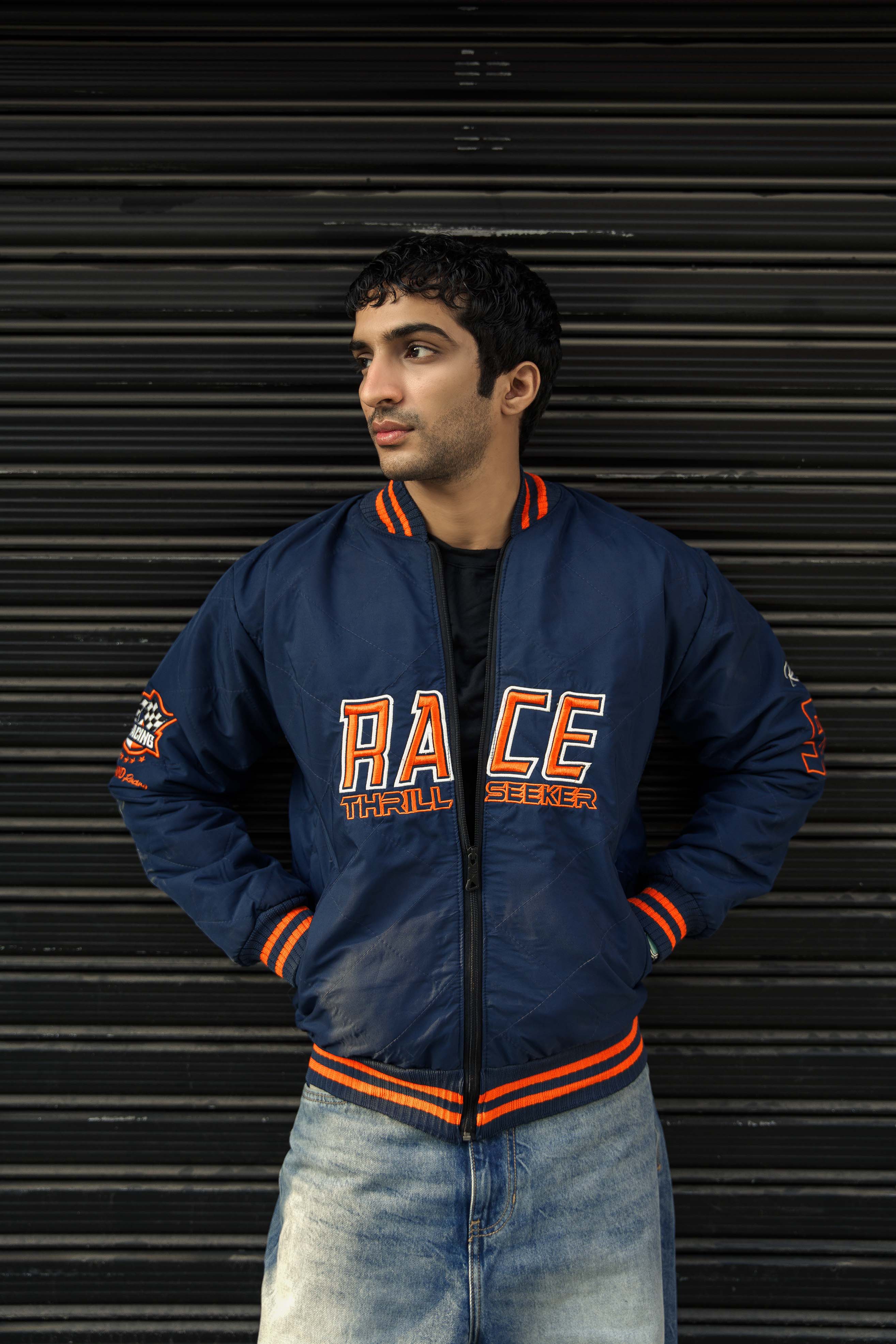 RACING NAVY-BLUE BOMBER JACKET