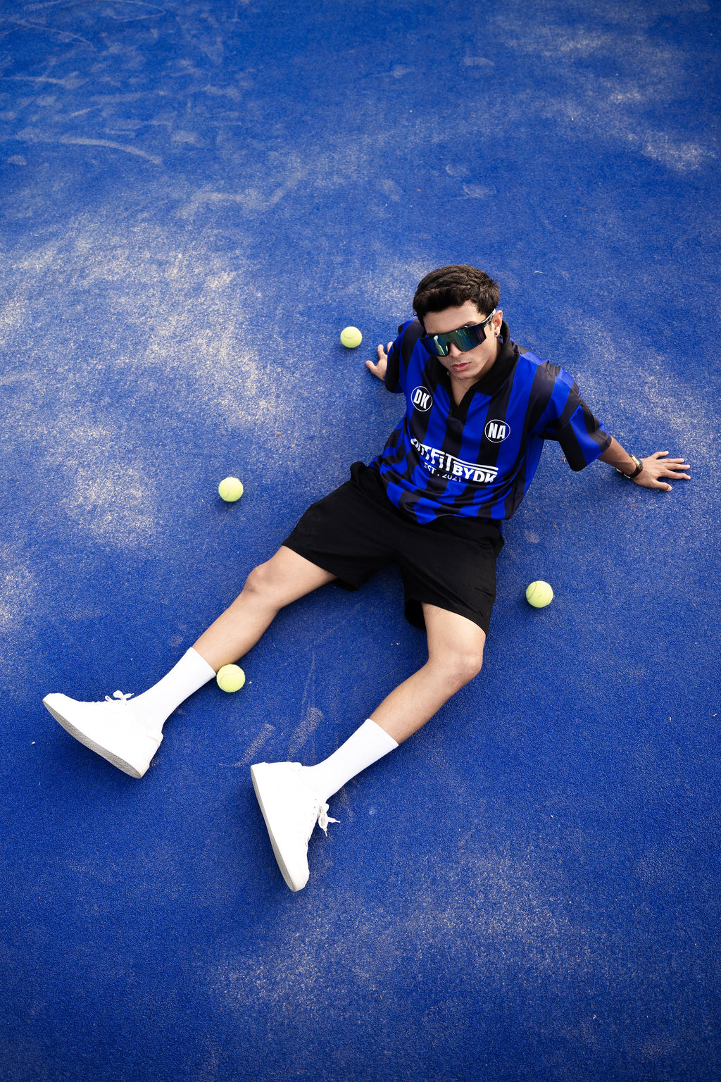 – BLUE OVERSIZED BOXY STRIPED POLO –