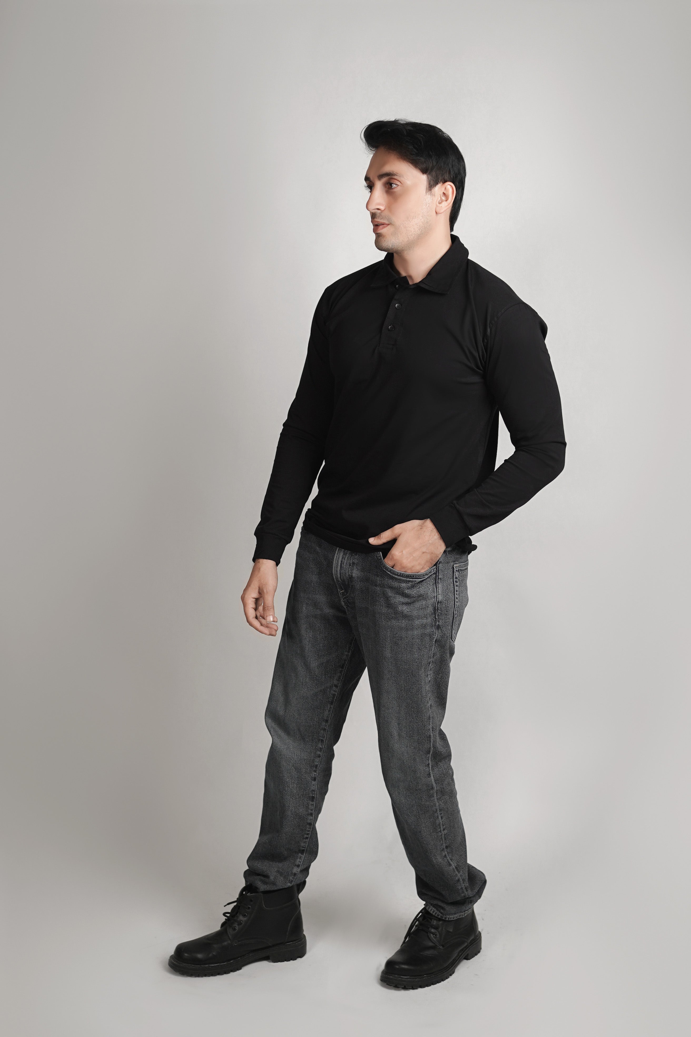 – BLACK FULL SLEEVES POLO –