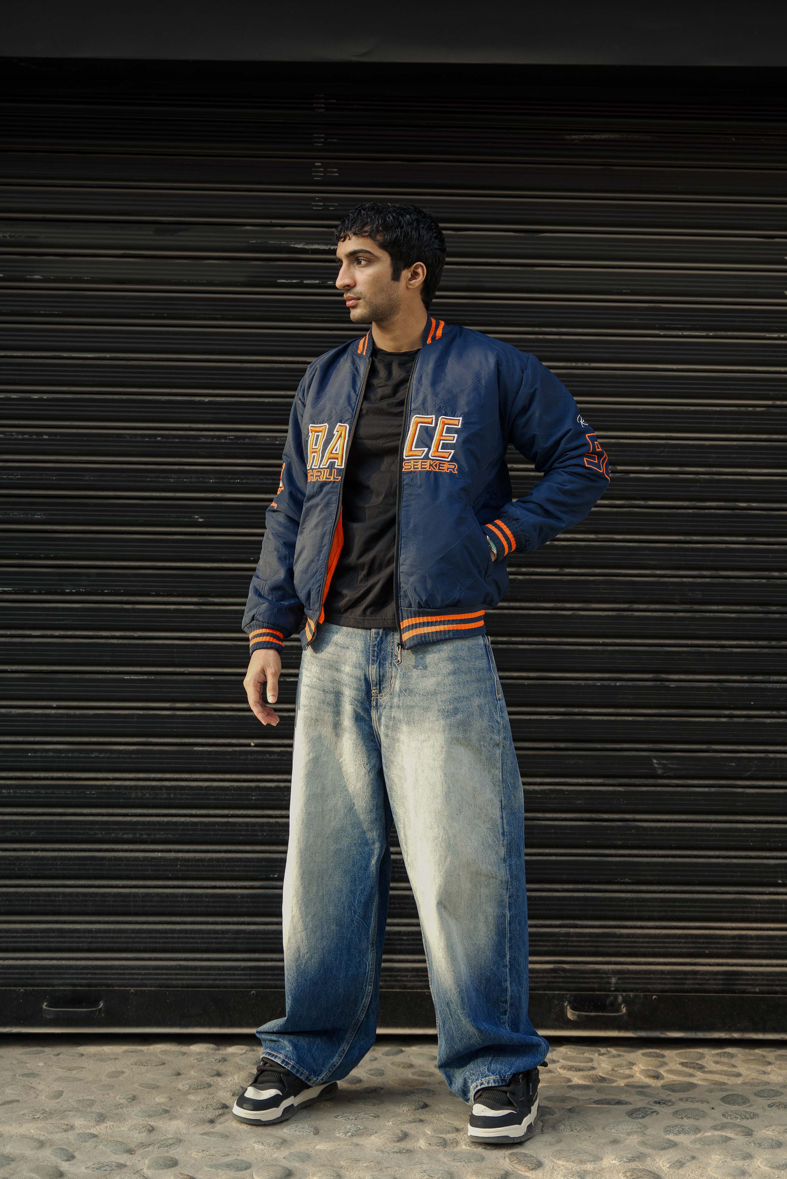 RACING NAVY-BLUE BOMBER JACKET