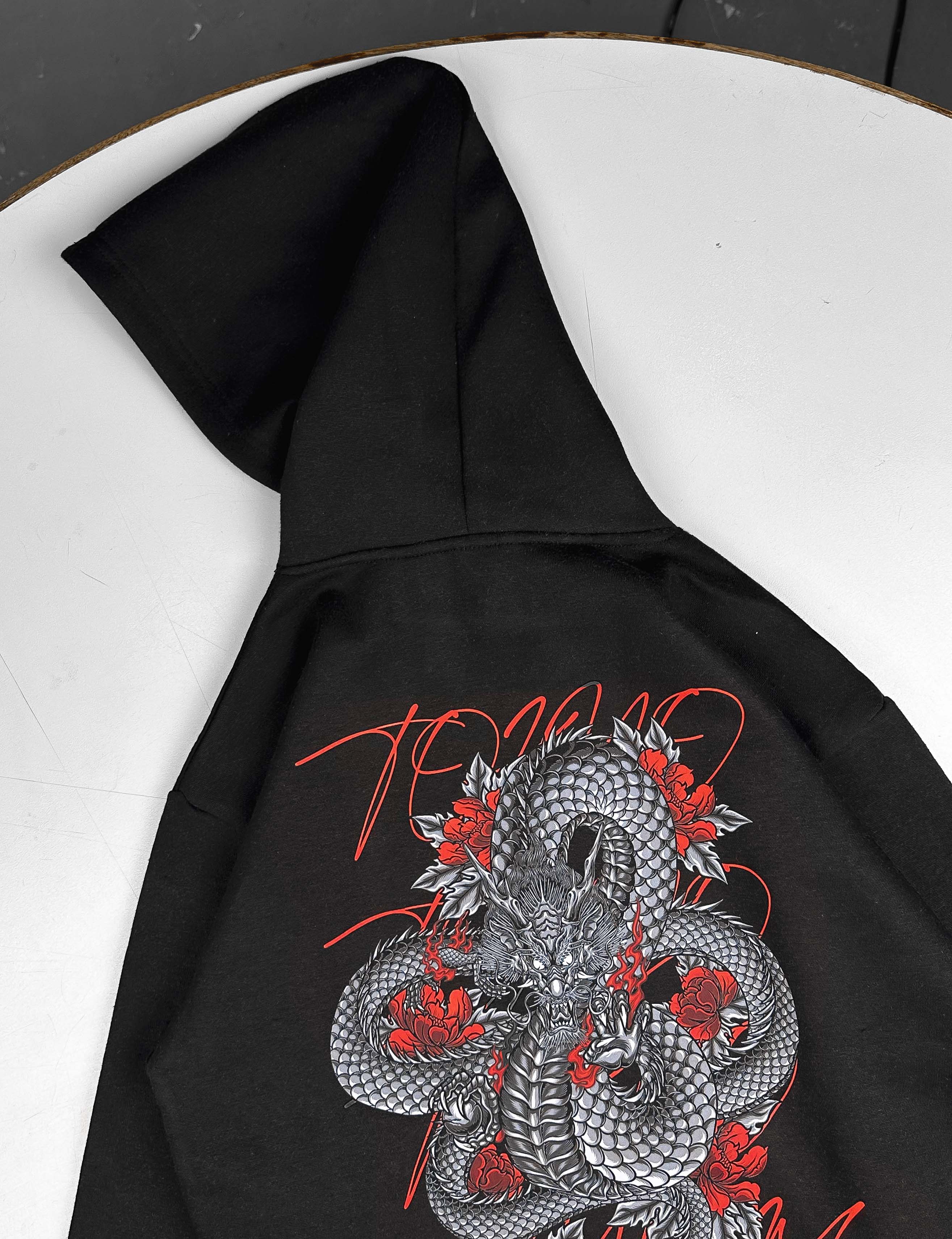 BLACK SNAKE PULLOVER HOODIE