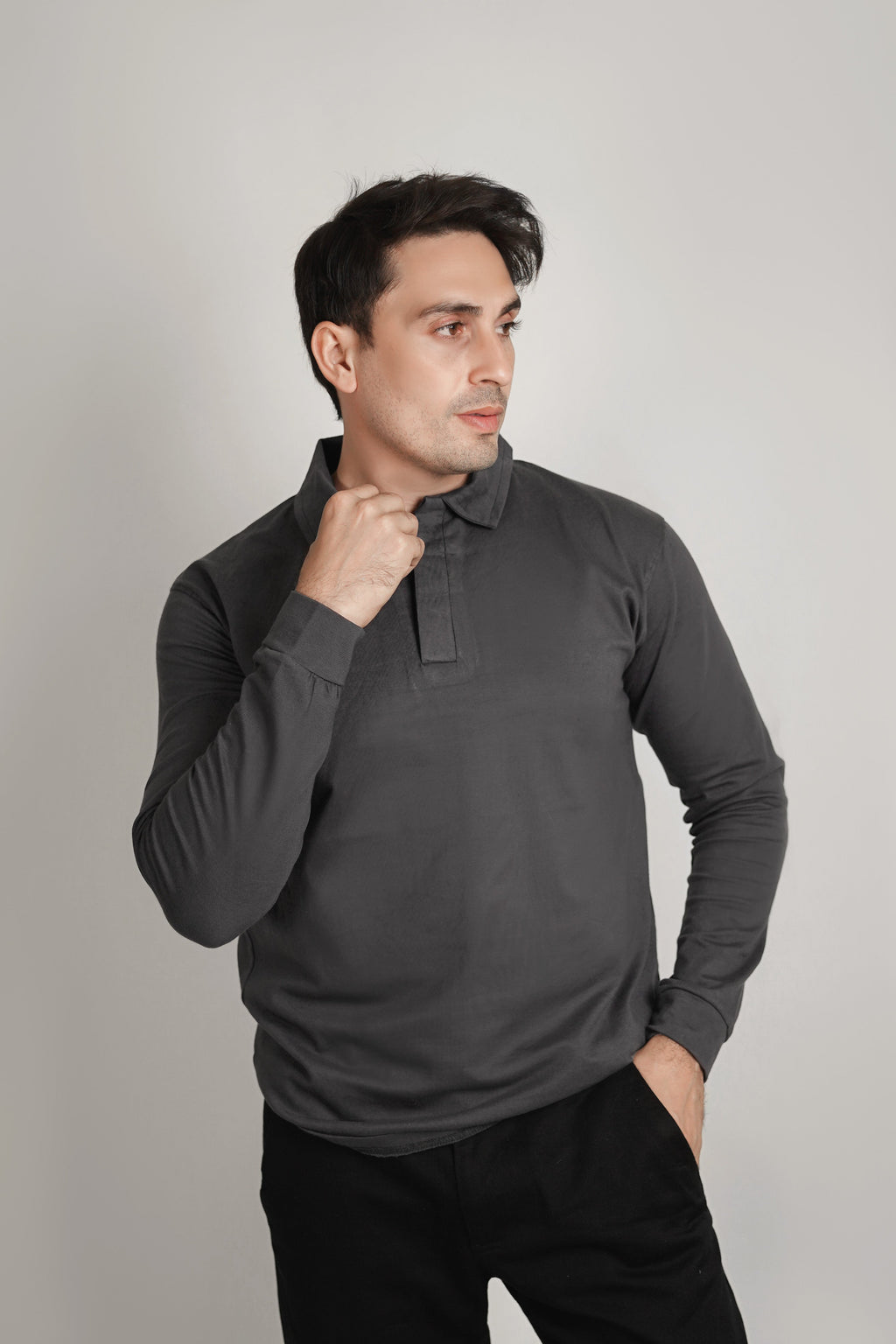 – CHARCOAL GREY POLO –