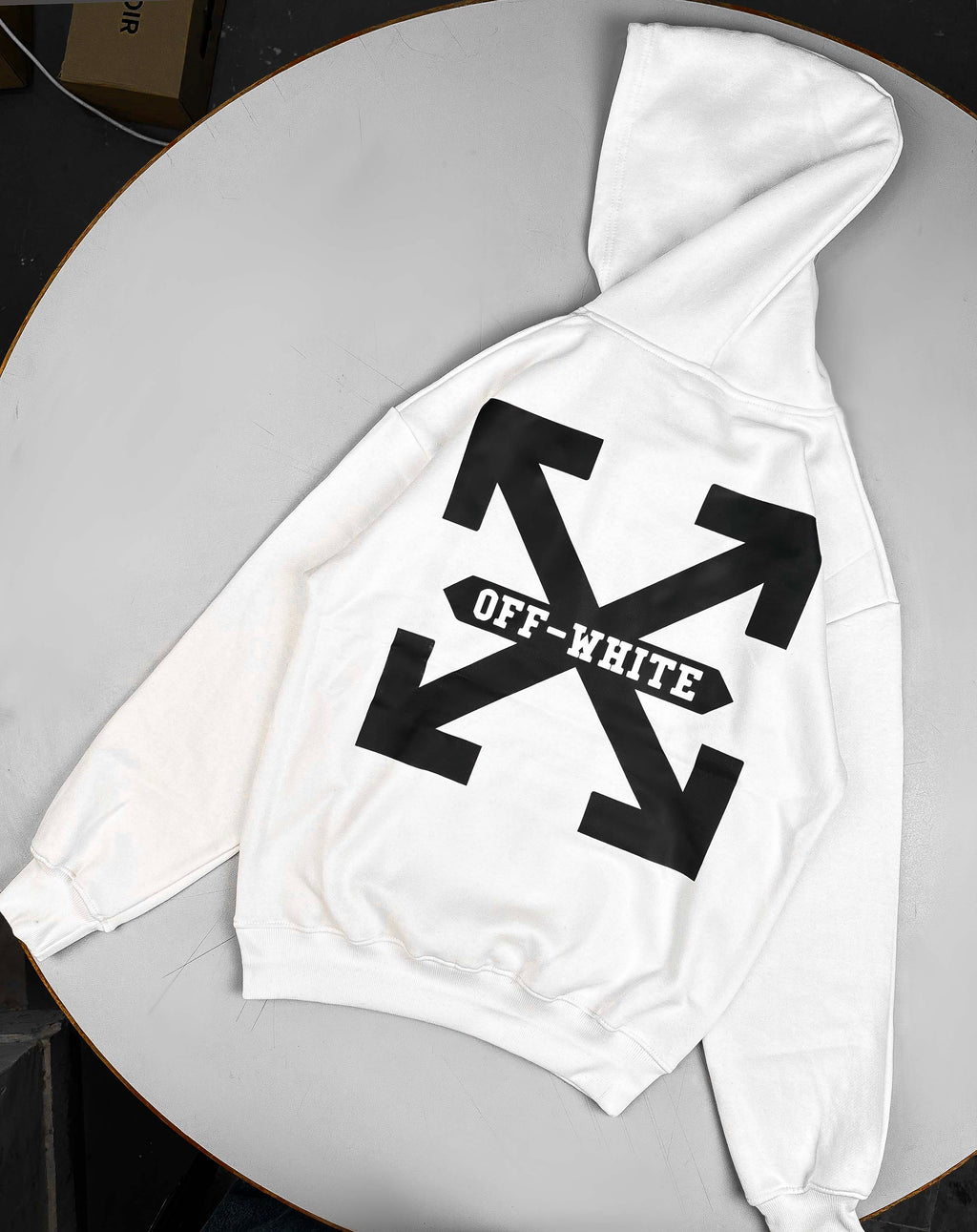 – OFF WHITE CROSS HOODIE –